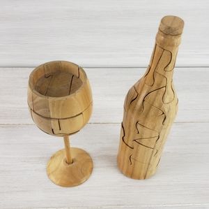 3D Wine Bottle & Glass Wooden Puzzle